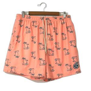 Life is Good Mens Large Jake Golf Palm Trees Board Shorts Swim Trunks Pink Beach